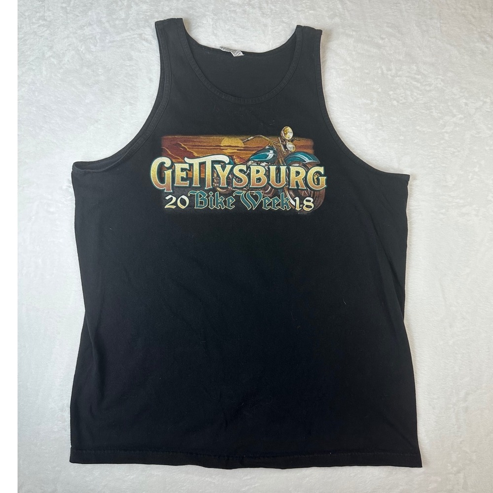 Alstyle Gettysburg Bike Week 2018 Motorcycle Tank Top Mens XL Black Pennsylvania